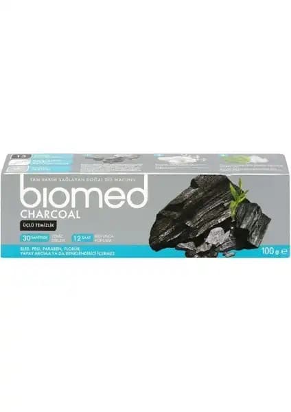 Biomed Charcoal 100 gr Doğal Aktif Kömür İçerikli Florürsüz Diş Macunu - Temizlik ve Ferahlık Sağlar