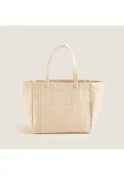 Chakra Simply Tote Bag 32 cm Natural Şık ve Dayanıklı Günlük Kullanım Çantası
