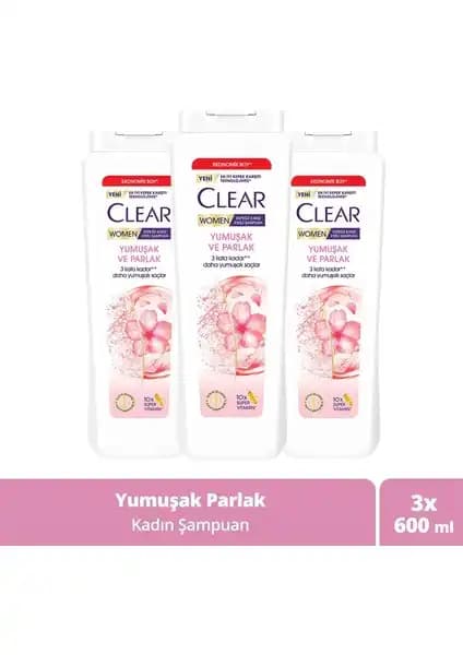 Clear Women Şampuan 600 ml x 3, kepek önleyici ve saç sağlığını destekleyen ürünler
