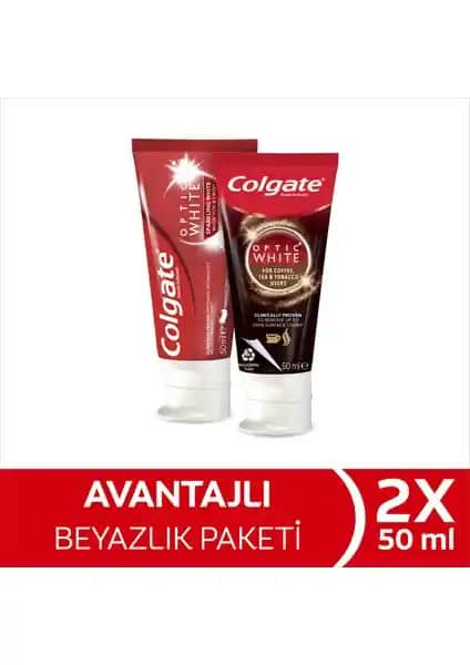 Colgate Optic White Çay Kahve ve Parıldayan Beyazlık ile Güçlü ve Parlak Gülüşler