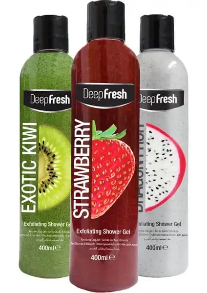 Deep Fresh Arındırıcı Duş Jeli 3’lü Karma Seti Doğal İçerikli ve Tanecikli Temizlik