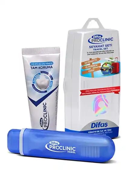 Difaş Pro Clinic Seyahat İçin Uygun Diş Fırçası ve Tam Koruma Diş Macunu Seti