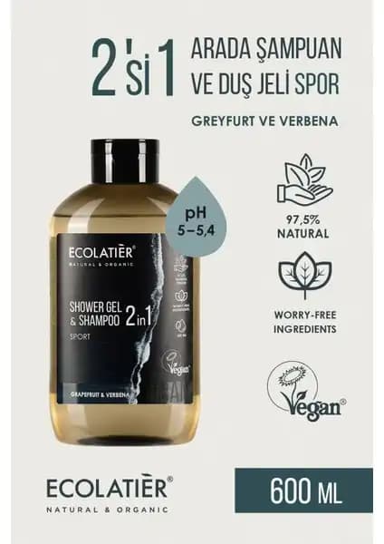 ECOLATIER Erkek Saç ve Vücut Şampuanı 2'si 1 Arada Doğal ve Ferahlatıcı Temizlik Sağlar