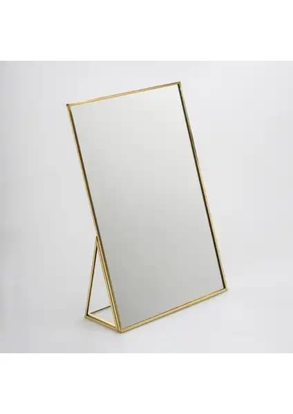 El Crea Designs 30x20cm Pirinç Altın Kaplama Masaüstü Makyaj Aynası