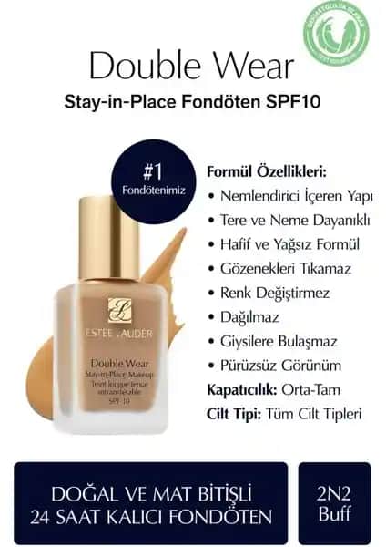 Estée Lauder Double Wear Fondöten SPF 10 24 Saat Kalıcılık ve Doğal Mat Bitiş Sağlayan Ürün