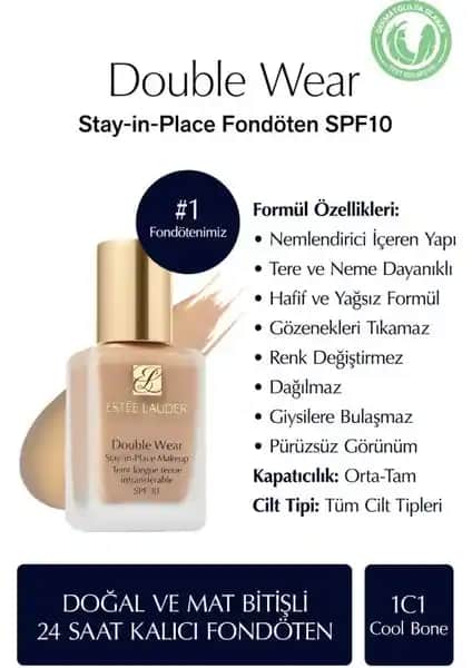 Estée Lauder Double Wear Fondöten SPF 10 - Uzun Ömürlü ve Suya Dayanıklı Mat Bitişli