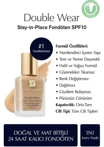 Estée Lauder Double Wear Fondöten SPF 10: Uzun Süreli Mat ve Doğal Görünüm Sağlayan Ürün
