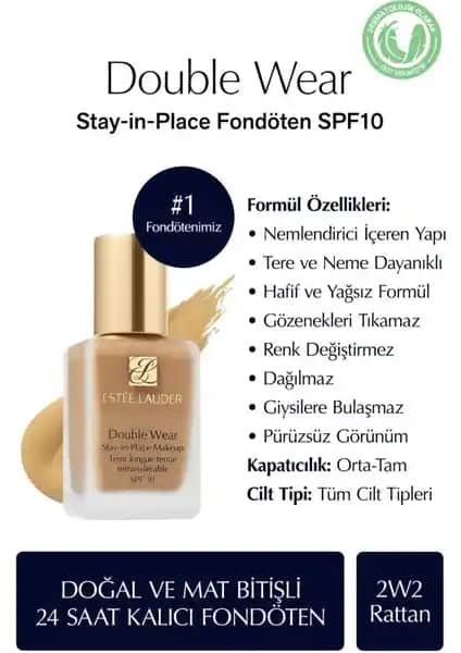 Estée Lauder Double Wear Fondöten SPF 10: Uzun Süreli ve Yüksek Performanslı Kapatıcılık