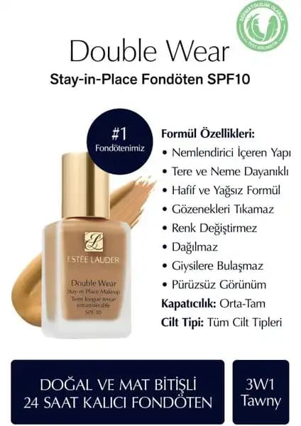 Estée Lauder Double Wear Stay-in-Place Fondöten SPF 10: Uzun Süreli ve Yüksek Kapatıcı Makyaj Ürünü
