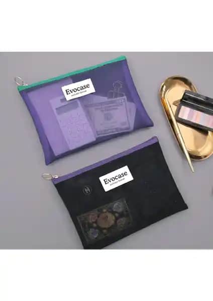 Evocase Siyah Makyaj Çantası Çok Amaçlı ve Şeffaf Depolama Çözümü