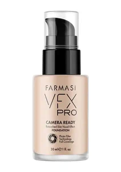 Farmasi VFX Pro Kamera Hazır Fondöten Porcelain 02 30ML yüksek kapatıcılık ve doğal görünüm