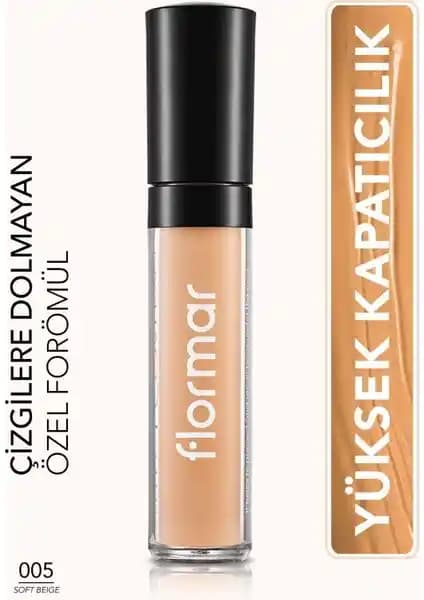 Flormar Perfect Coverage Liquid Concealer 005 Soft Beige Cilt Kusurlarını Gizleyen Yüksek Kapatıcı