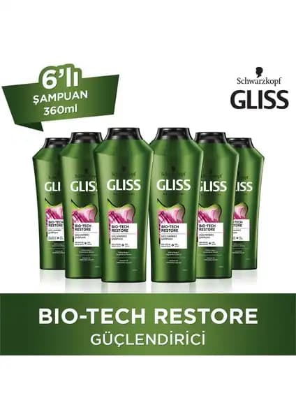 Gliss Bio-Tech 360 Ml X 6 Adet Saç Bakım Şampuanı Saçları Güçlendiren ve Onaran Formül