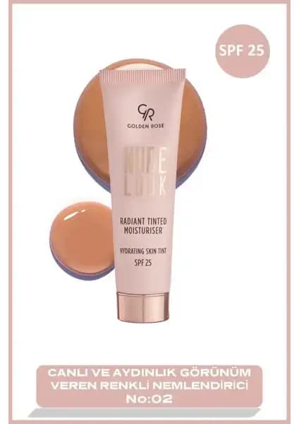 Golden Rose Nude Look Radiant Tinted Moisturiser No 02 - Doğal Parıltı ve Eşit Cilt Tonu Sağlar