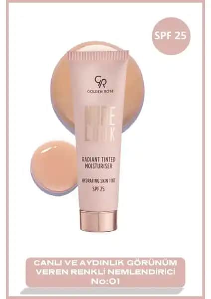 Golden Rose Nude Look Renkli Nemlendirici SPF 25 ile doğal parlaklık ve cilt tonunu dengeleme