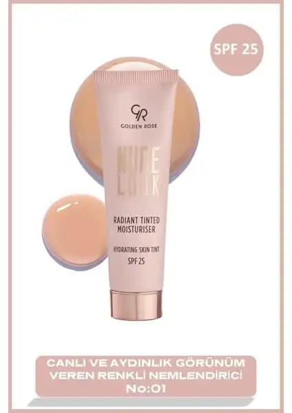 Golden Rose Nude Look Renkli Nemlendirici SPF 25 ile doğal parlaklık ve cilt tonunu dengeleme