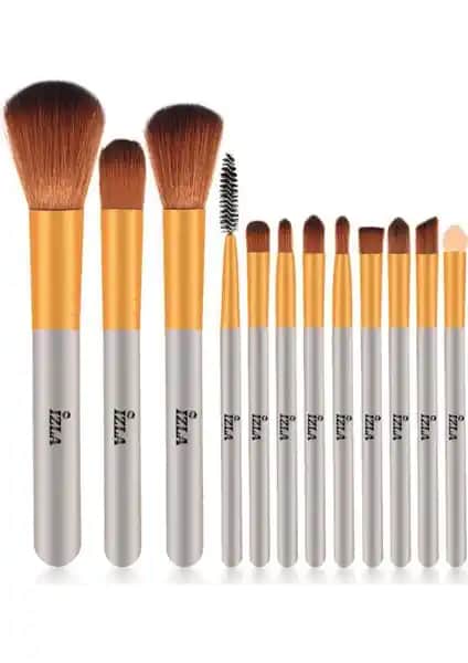 İzla İzla 12 Parça Bambu Fırça Seti Profesyonel ve Seyahat Dostu Makyaj Kiti