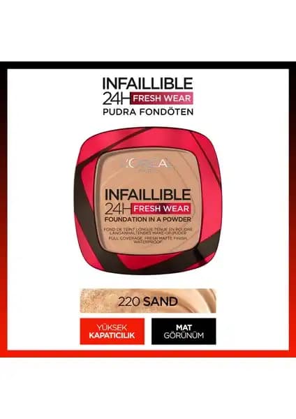 L'Oréal Paris Infaillible 24H Fresh Wear Pudra Fondöten: Uzun Süre Dayanıklı ve Mat Görünüm Sunan Kozmetik Ürünleri