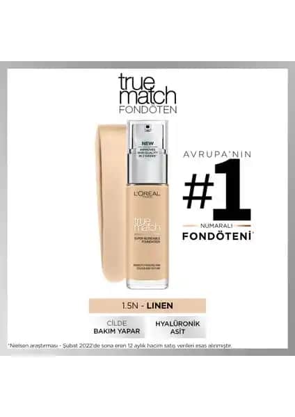 L'Oréal Paris True Match Bakım Yapan Fondöten: Doğal Görünüm ve Uzun Süre Kalıcılık Sağlayan Makyaj Ürünü