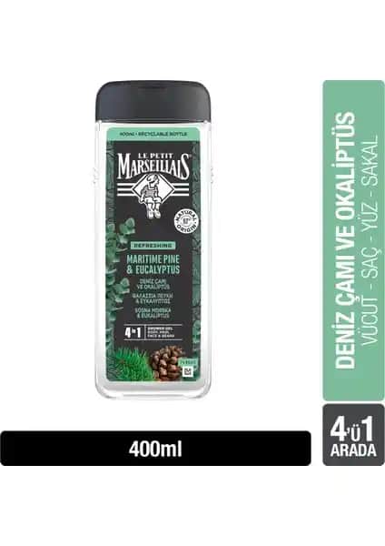 Le Petit Marseillais Men Deniz Çamı ve Okaliptüs Duş Jeli Doğal ve Ferahlatıcı Bir Temizlik Deneyimi