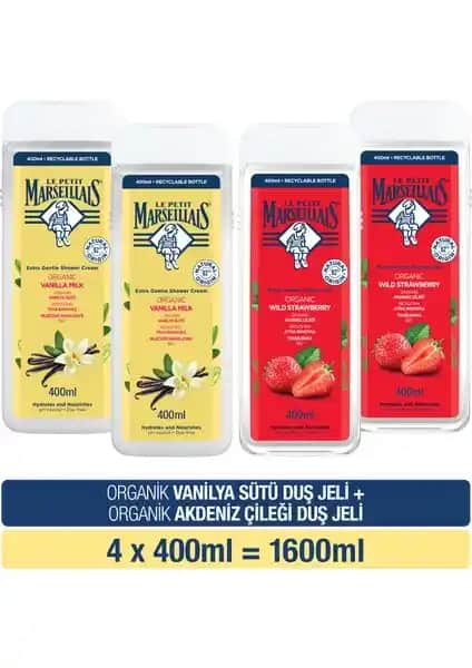 Le Petit Marseillais Vanilya Sütü ve Akdeniz Çileği Banyo Jeli Seti Doğal ve Ferahlatıcı Bakım Çözümü