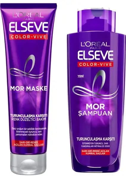 Loreal Elseve Color-Vive Silver Mor Şampuan ve Maske Seti Saç Renk Koruma ve Parlaklık Sağlar