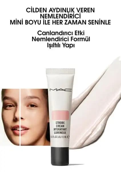 Mac Pinklite Bloom Strobe Cream ile doğal ve parlak cilt görünümü sağlayan nemlendirici ürün
