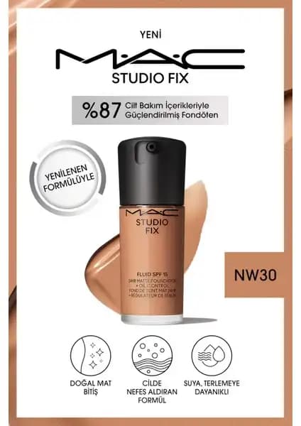 Mac Studio Fix Fluid SPF 15 Mat Fondöten: Doğal Mat Görünüm ve Uzun Süre Dayanıklılık