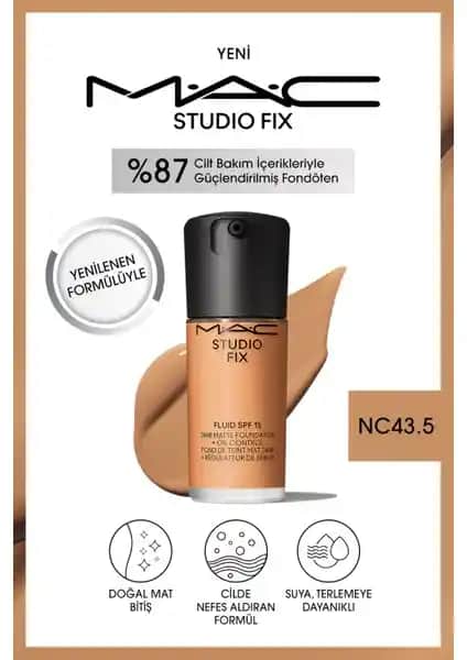 MAC Studio Fix Fluid SPF 15 Mat Fondöten: Uzun Süreli Kalıcılık ve Doğal Mat Bitiş