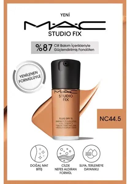 MAC Studio Fix Fluid SPF 15 Mat Fondöten: Yüksek Kalıcılık ve Doğal Görünüm Sağlayan Makyaj Ürünü