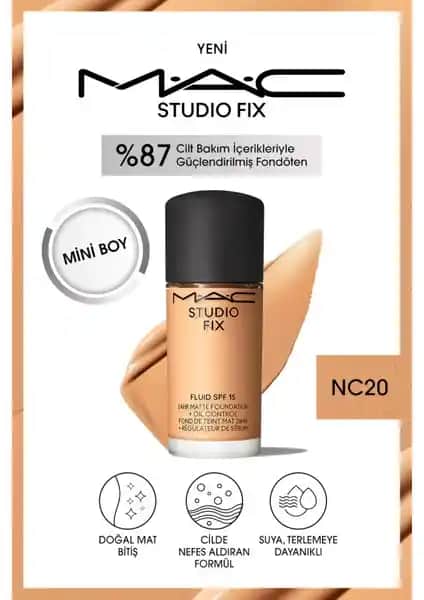 Mac Studio Fix Fluid SPF 15 Mini Mat Fondöten ile doğal ve yüksek kapatıcılı makyaj deneyimi