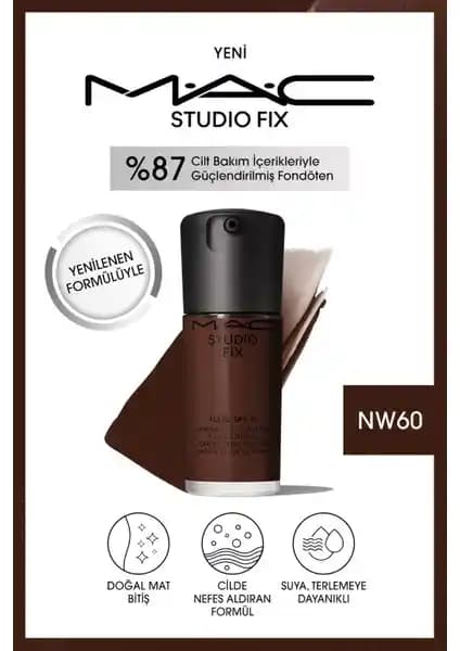 MAC Studio Fix Fluid SPF 15 NW60 Mat Fondöten: Kalıcı, doğal ve sağlıklı cilt görünümü sağlar