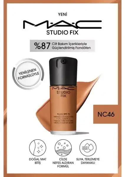 MAC Studio Fix Fluid SPF 15: Uzun Süre Dayanıklı ve Doğal Mat Bitişli Fondöten Özellikleri