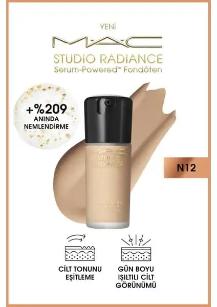 Mac Studio Radiance Serum Powered Fondöten N12: Doğal Parlaklık ve Bakım Sunan Makyaj Ürünü