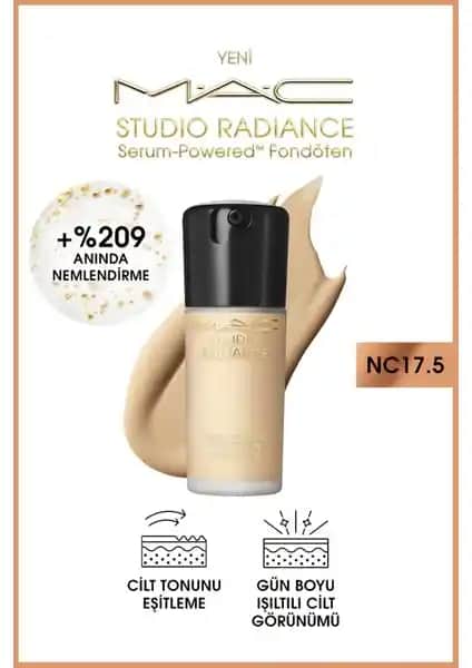 Mac Studio Radiance Serum Powered Fondöten NC17.5 ile doğal ışıltılı ve sağlıklı cilt görünümü