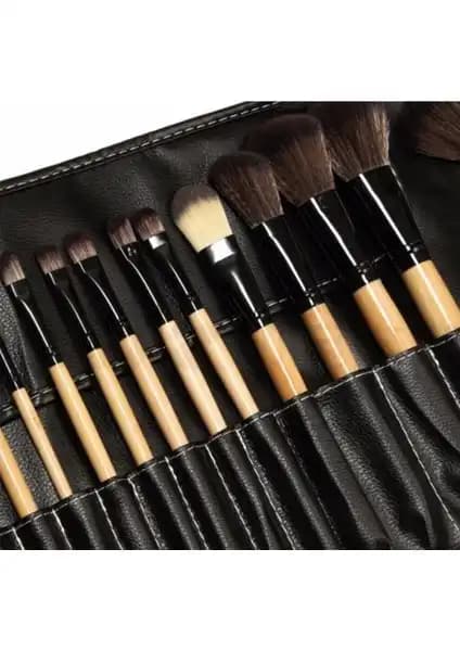 Makeuptime 24'lü Profesyonel Deri Çantalı Bambu Fırça Seti ile Mükemmel Makyaj Deneyimi