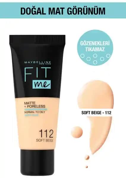 Maybelline Fit Me Matte+Poreless Fondöten: Doğal Mat ve Gözenek Gizleyen Makyaj Temeli