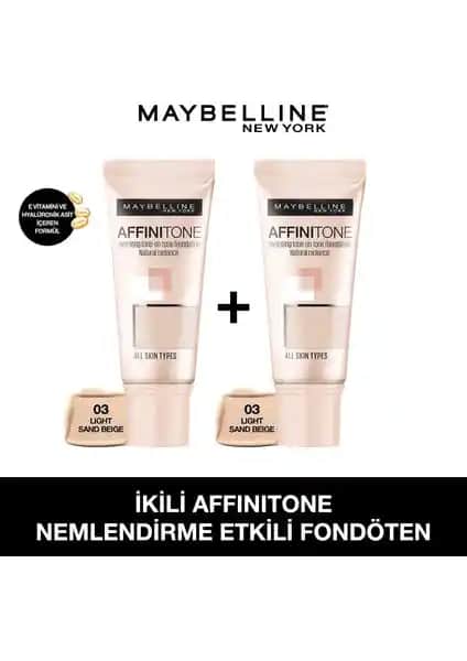 Maybelline New York 2'li Affinitone Fondöten Seti Light Sandbeige - Yüksek Kapatıcılık ve Doğal Görünüm