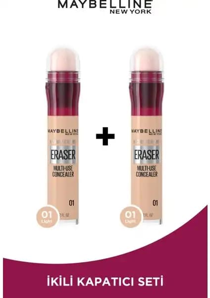 Maybelline New York 2'li Anti Aging Kapatıcı 01 Light Günlük Makyaj ve Cilt Bakımı İçin