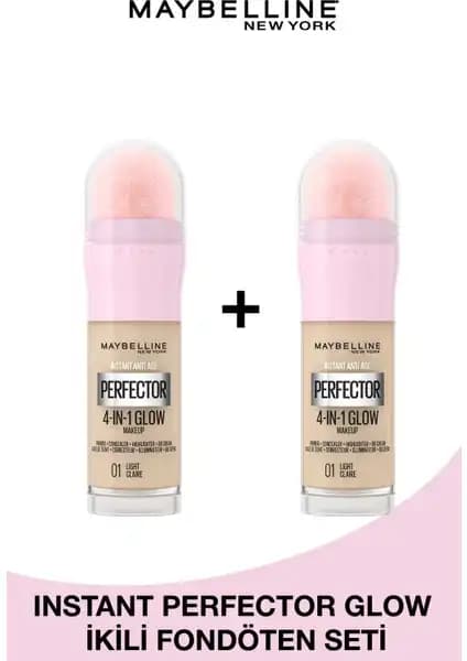 Maybelline New York 2'li Instant Perfector Glow Fondöten Seti ile Doğal Parlak ve Eşit Cilt Görünümü