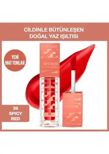 Maybelline New York Sunkisser Hazy Matte Likit Allık 36 Spicy Red Doğal ve Kalıcı Makyaj İçin Ideal