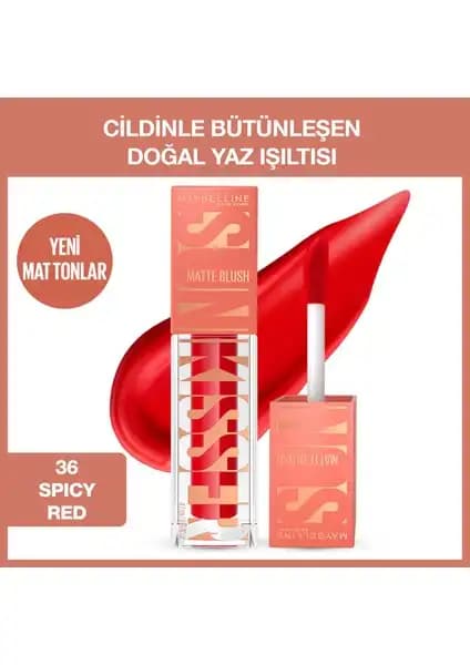 Maybelline New York Sunkisser Hazy Matte Likit Allık 36 Spicy Red Doğal ve Kalıcı Makyaj İçin Ideal