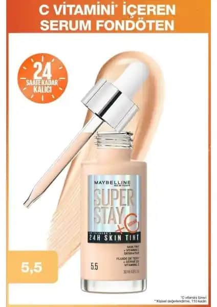 Maybelline Super Stay Skin Tint Fondöten 05.5 ile Doğal ve Parlak Cilt Sağlayan Günlük Makyaj Çözümü