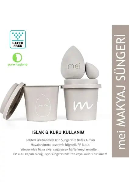 Mei Coffee Cup Hijyenik Makyaj Süngeri Seti Profesyonel ve Pratik Kullanım İçin