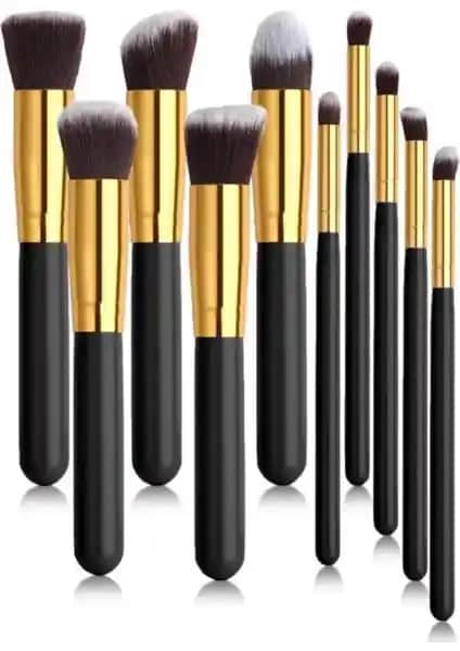 MUJGAN 10'lu Siyah Makyaj Fırça Seti Profesyonel ve Pratik Kullanım İçin Uygun