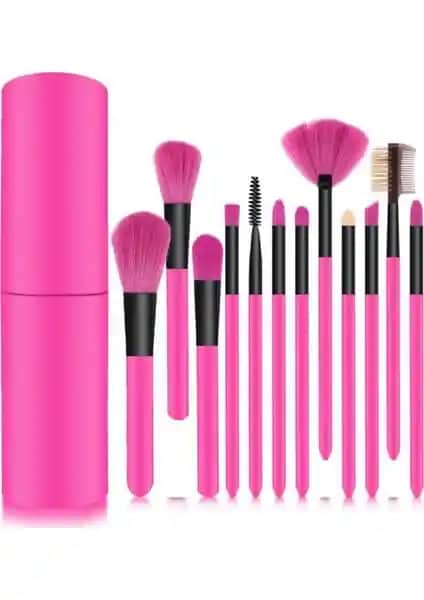 MUJGAN 12'li Gül Kurusu Silindir Makyaj Fırça Seti ile Profesyonel Sonuçlar Elde Edin