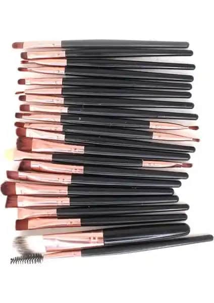 MUJGAN 20'li Siyah Makyaj Fırça Seti Günlük Kullanım İçin Dayanıklı ve Çok Yönlü