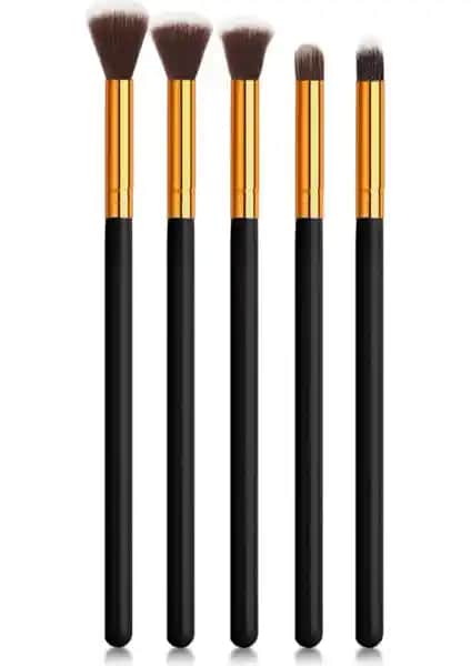 MUJGAN 5'li Profesyonel Makyaj Fırça Seti Siyah Göz ve Yüz Uygulamaları İçin