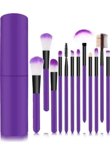 MUJGAN Mor Silindir Makyaj Fırça Seti Profesyonel ve Ev Kullanımı İçin Uygun