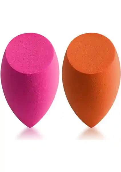 Mükemmel Sonuçlar İçin MUJGAN 2'li Kesik Uçlu Fuşya ve Turuncu Makyaj Süngeri